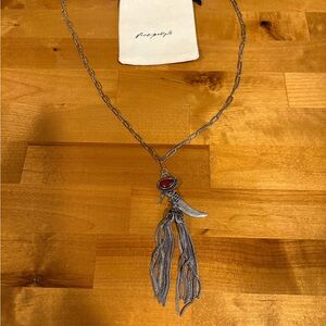 Free People Silver Necklace with Red Accent